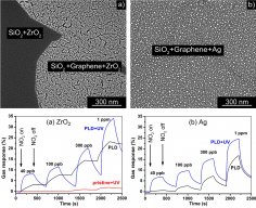 Graphene functionalized by pulsed laser deposition for NO2 sensing