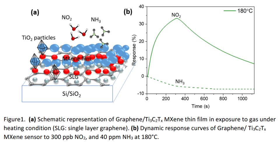 Graphene/Ti3C2Tx MXene thin film in exposure to gas